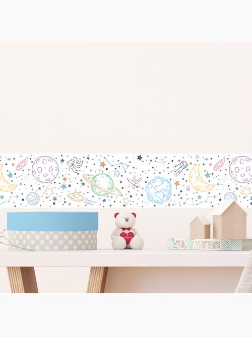 Frise auto-adhésive - espace dessiné blanc - 500x13,8 cm - Kiabi