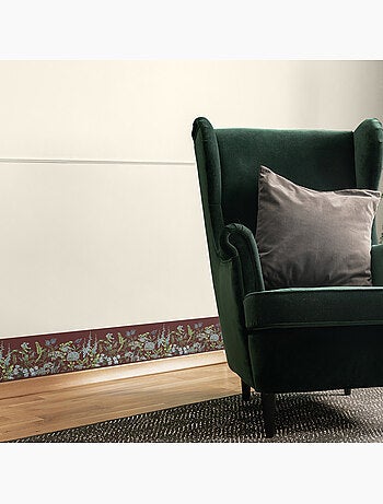 Frise auto-adhésive - fleurs de vesce sur fond rouge bordeaux - 500x13,8 cm