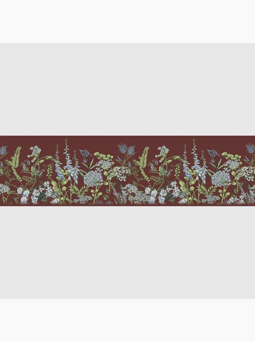 Frise auto-adhésive - fleurs de vesce sur fond rouge bordeaux - 500x13,8 cm - Kiabi