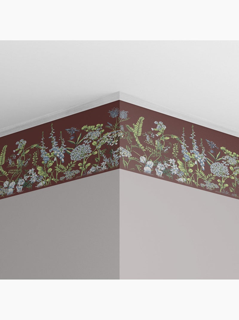 Frise auto-adhésive - fleurs de vesce sur fond rouge bordeaux - 500x13,8 cm Multicolore - Kiabi