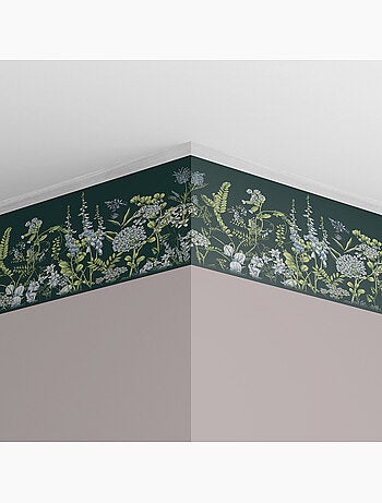 Frise auto-adhésive - fleurs de vesce sur fond vert brunswick - 500x13,8 cm