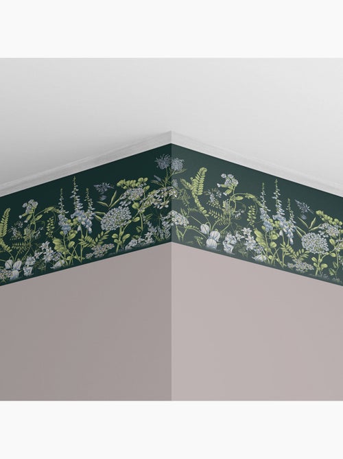 Frise auto-adhésive - fleurs de vesce sur fond vert brunswick - 500x13,8 cm - Kiabi