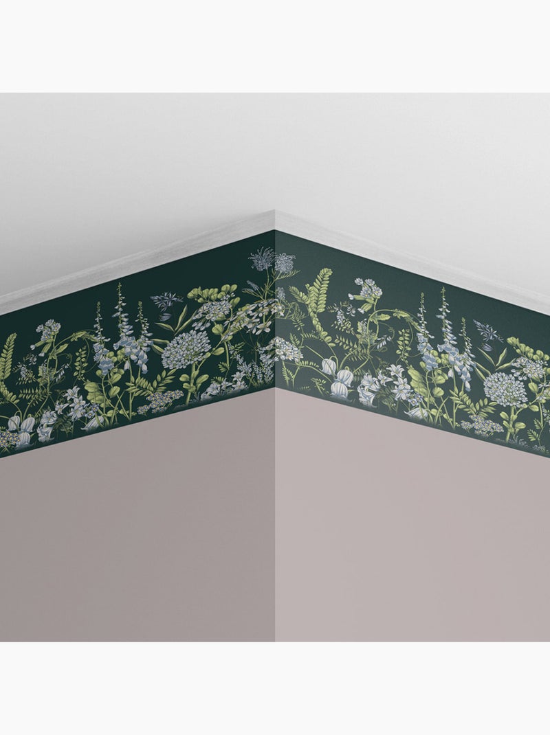Frise auto-adhésive - fleurs de vesce sur fond vert brunswick - 500x13,8 cm Multicolore - Kiabi