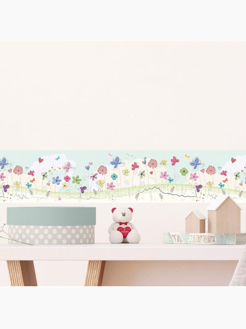Frise auto-adhésive - gribouillage de fleurs d'été - 500x13,8 cm - Kiabi