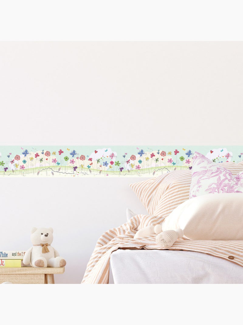 Frise auto-adhésive - gribouillage de fleurs d'été - 500x13,8 cm Multicolore - Kiabi