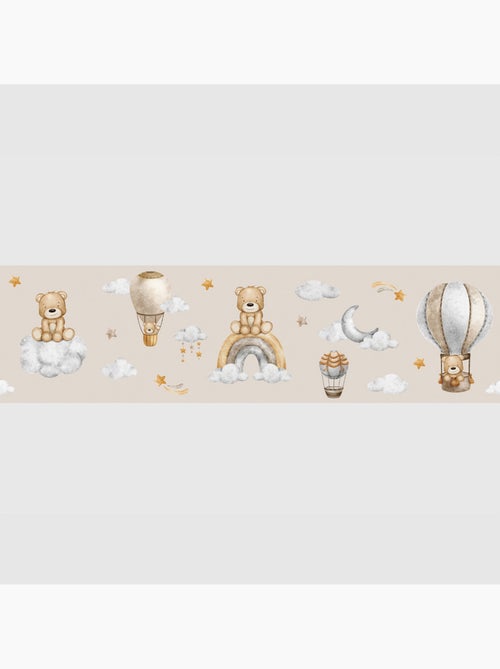Frise auto-adhésive - ours mignon dans le ciel sur fond marron - 500x13,8 cm - Kiabi
