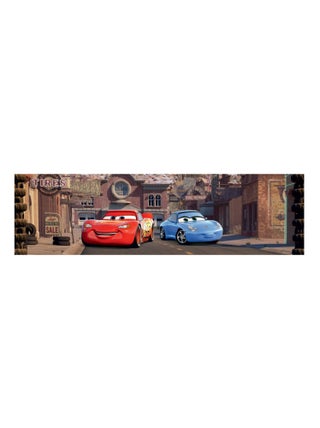 Frise auto-adhésive Cars Flash McQueen et Sally Carrera en ville de Disney 14CM X 5M