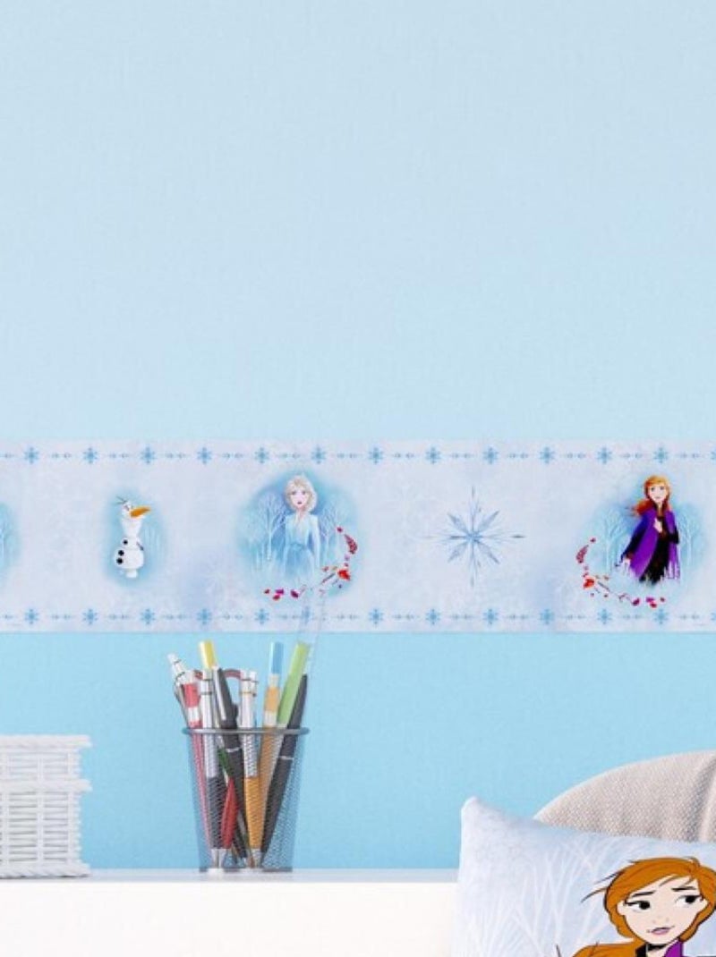 Frise auto-adhésive Disney - La Reine des Neiges 2 - modèle dessin fond bleu - 5 M x 14 CM Multicolore - Kiabi
