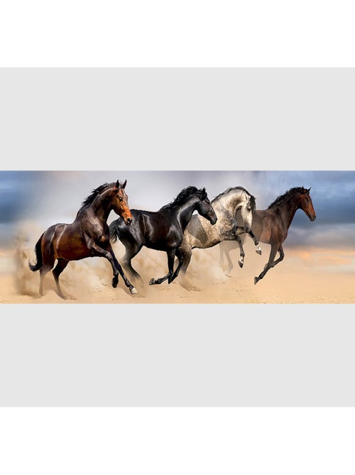 Frise auto collante 4 chevaux qui galopent et sautent sur le sable -1 rouleau - Kiabi