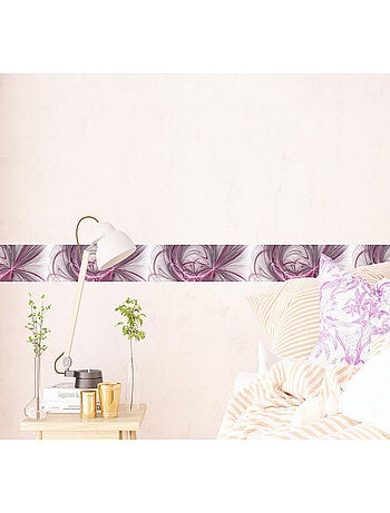 Frise auto-collante Abstract fils rouge, violet et gris - 1 rouleau