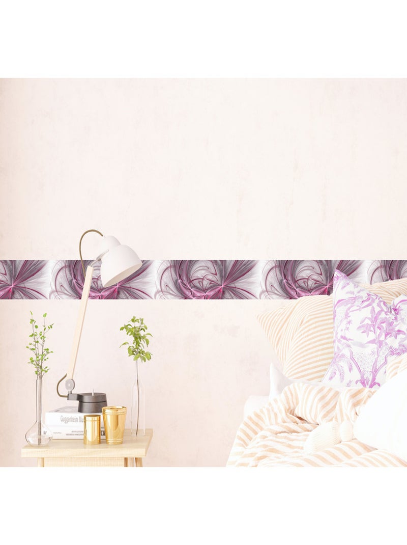 Frise auto-collante Abstract fils rouge, violet et gris - 1 rouleau Multicolore - Kiabi