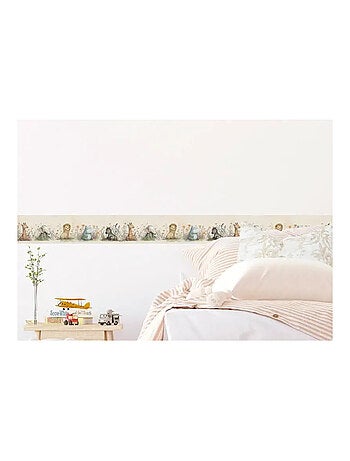 Frise auto-collante animaux en aquarelle sur fond beige