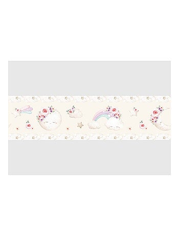 Frise auto-collante au fond beige avec un lune en aquarelle pour enfant