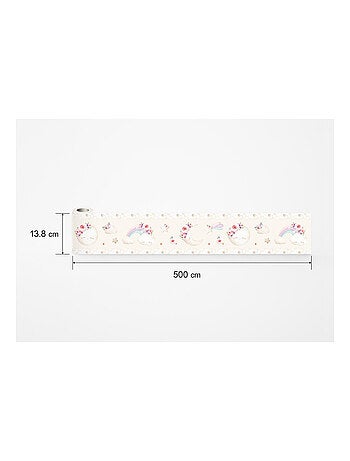 Frise auto-collante au fond beige avec un lune en aquarelle pour enfant