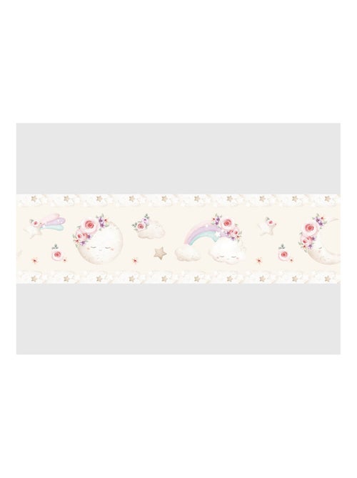 Frise auto-collante au fond beige avec un lune en aquarelle pour enfant - Kiabi