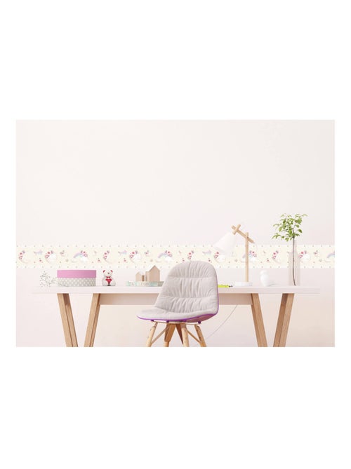 Frise auto-collante au fond beige avec un lune en aquarelle pour enfant - Kiabi