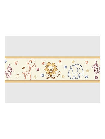 Frise auto-collante au fond beiges avec des animeaux dessiner