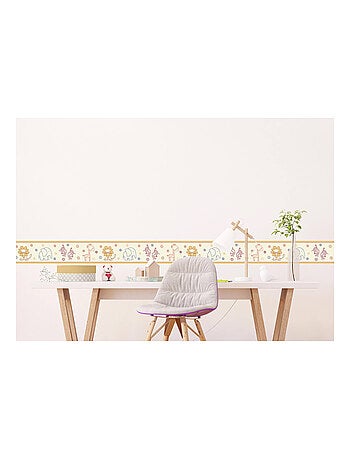 Frise auto-collante au fond beiges avec des animeaux dessiner