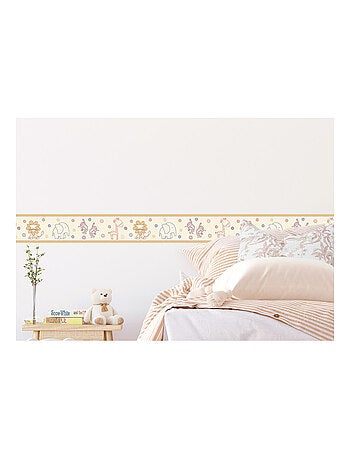 Frise auto-collante au fond beiges avec des animeaux dessiner