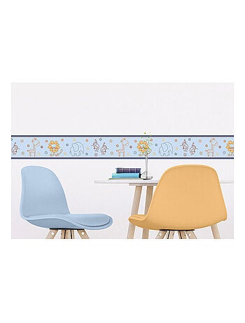 Frise auto-collante au fond bleu avec des animeaux dessiner