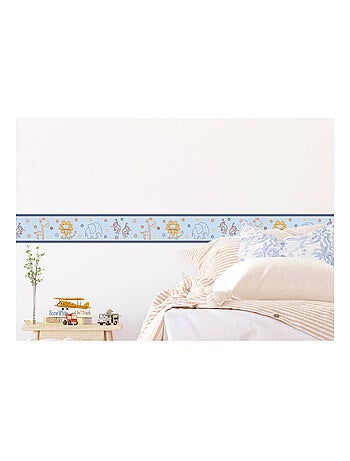 Frise auto-collante au fond bleu avec des animeaux dessiner