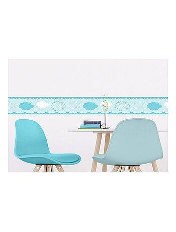 Frise auto-collante au fond bleu avec des nuages bleu