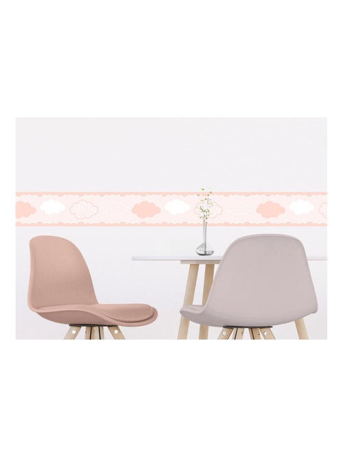 Frise auto-collante au fond rose avec des nuages rose - Kiabi