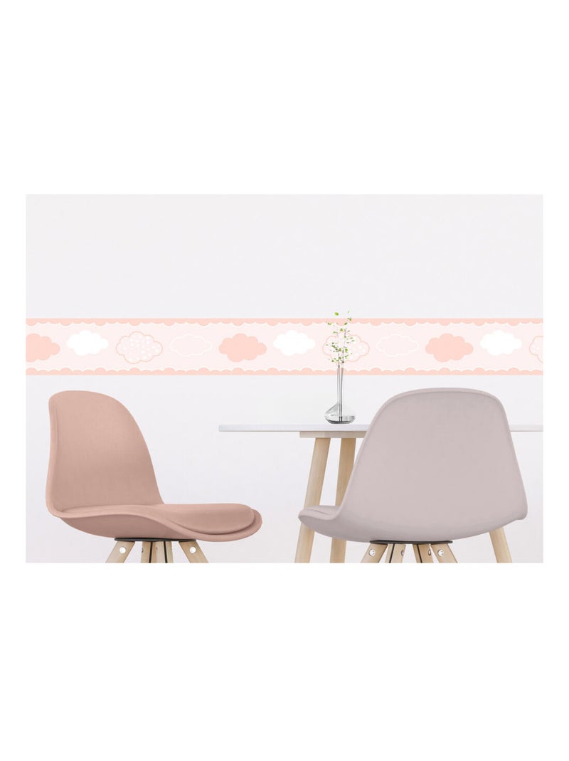 Frise auto-collante au fond rose avec des nuages rose Rose - Kiabi