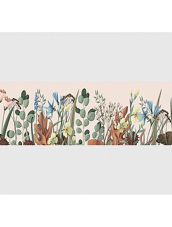 Frise auto-collante beige avec des fleurs