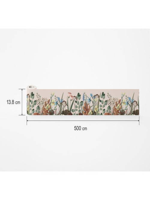 Frise auto-collante beige avec des fleurs - Kiabi