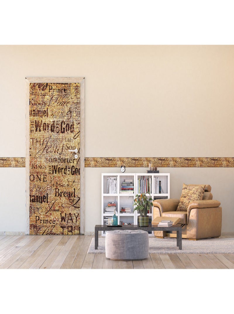 Frise auto-collante Canvas - 1 rouleau de 14 cm x 500 cm Marron - Kiabi