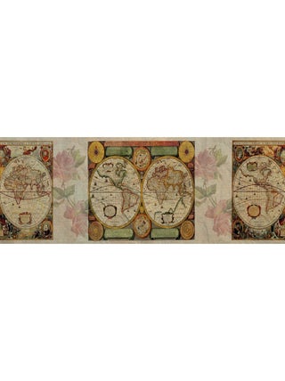 Frise auto-collante Carte du monde - 1 rouleau de 14 cm x 500 cm