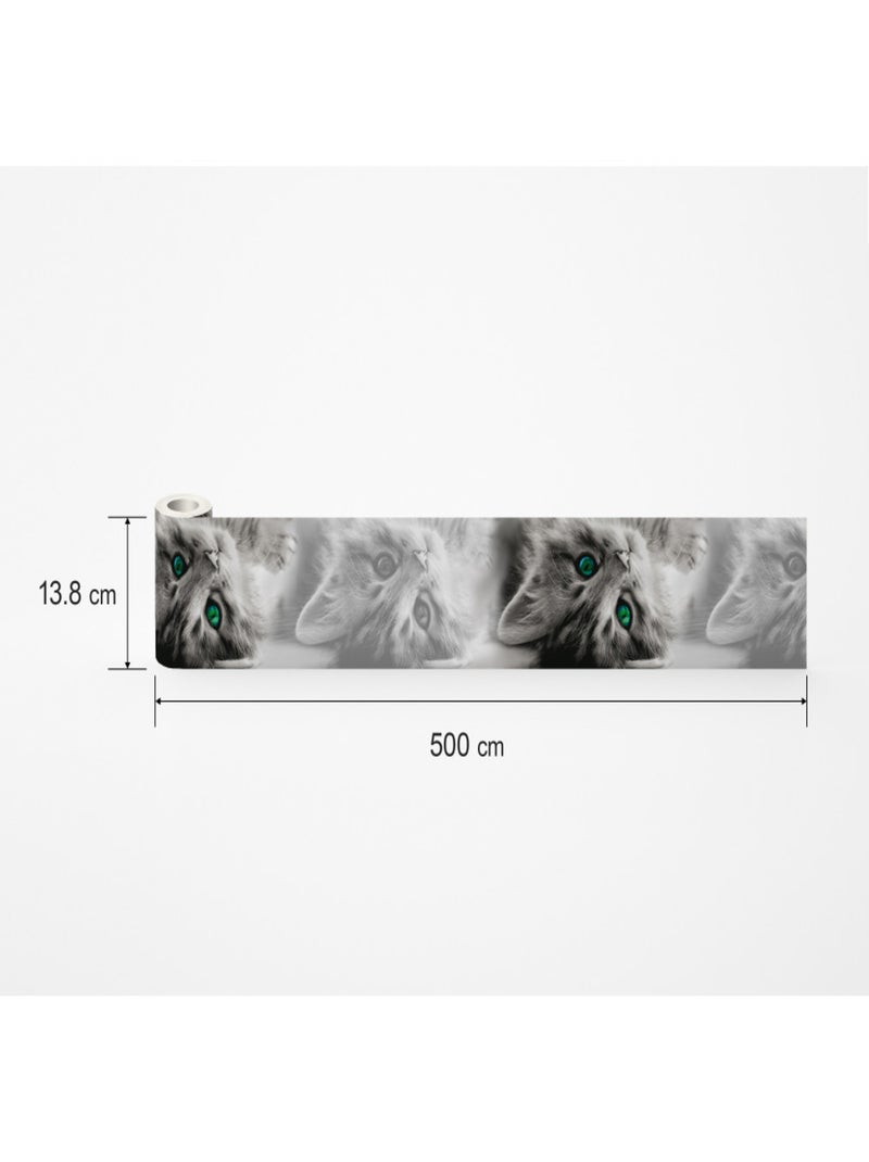 Frise auto-collante Chatons gris aux yeux verts - 1 rouleau Multicolore - Kiabi