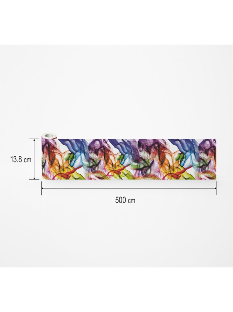Frise auto-collante Color Smoke volutes de fumée colorés- 1 rouleau Multicolore - Kiabi