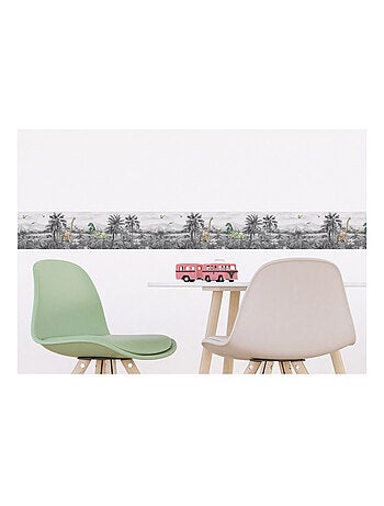 Frise auto-collante dinosaures en noir et blanc - 1 rouleau de 0,138 x 5 m