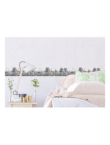 Frise auto-collante dinosaures en noir et blanc - 1 rouleau de 0,138 x 5 m