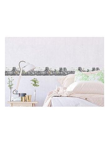 Frise auto-collante dinosaures en noir et blanc - 1 rouleau de 0,97 x 5 m