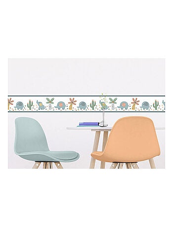 Frise auto-collante éléphants sur fond blanc