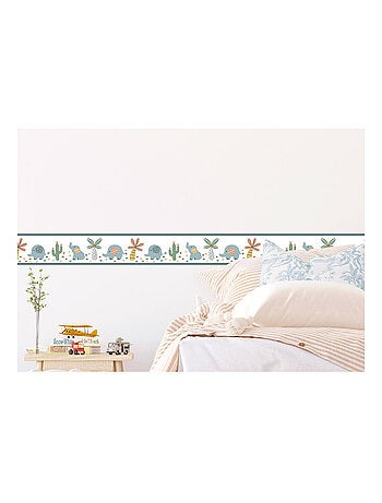 Frise auto-collante éléphants sur fond blanc