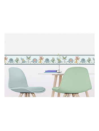 Frise auto-collante éléphants sur fond bleu