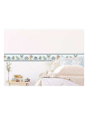 Frise auto-collante éléphants sur fond bleu