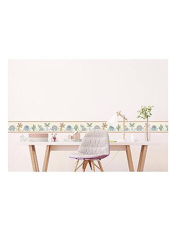 Frise auto-collante éléphants sur fond orange