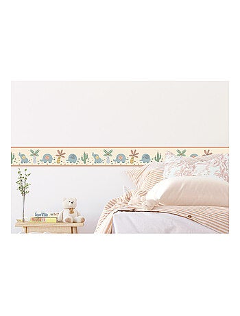 Frise auto-collante éléphants sur fond orange