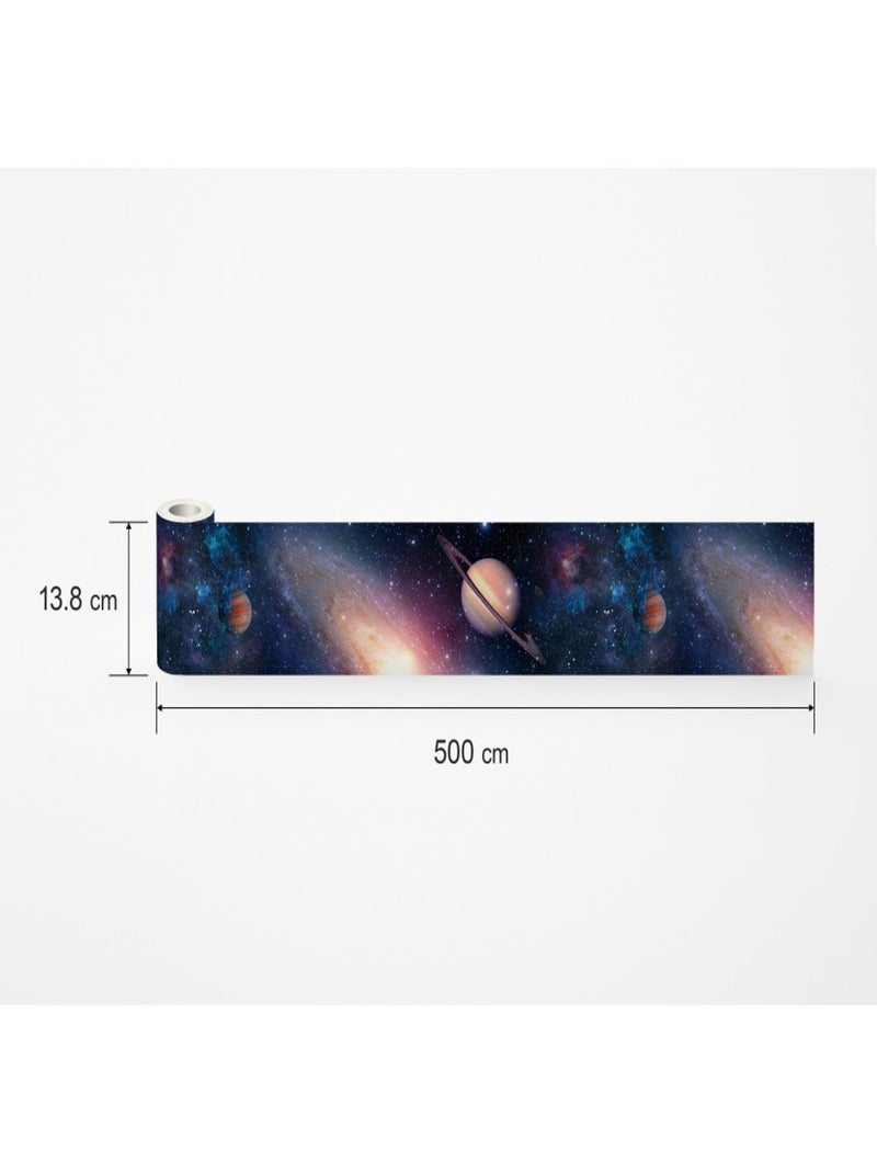 Frise auto-collante Espace planètes et systèmes solaire - 1 rouleau Multicolore - Kiabi