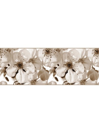 Frise auto-collante Fleurs de pommier noir et blanc- 1 rouleau