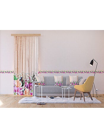 Frise auto-collante Fleurs multicolores - 1 rouleau de 14 cm x 500 cm