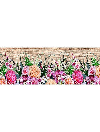 Frise auto-collante Fleurs multicolores - 1 rouleau de 14 cm x 500 cm