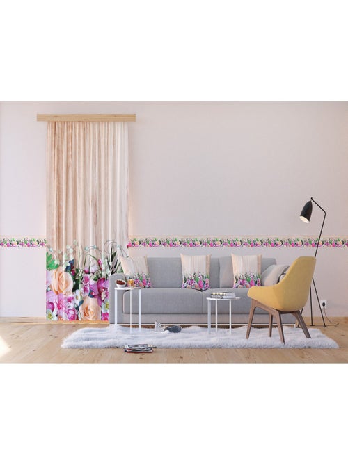 Frise auto-collante Fleurs multicolores - 1 rouleau de 14 cm x 500 cm - Kiabi