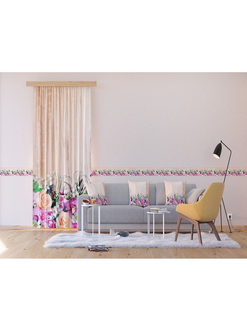 Frise auto-collante Fleurs multicolores - 1 rouleau de 14 cm x 500 cm Multicolore - Kiabi