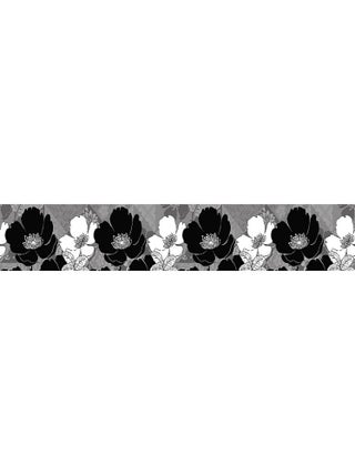 Frise auto-collante fleurs noires - 1 rouleau de 14 cm x 500 cm